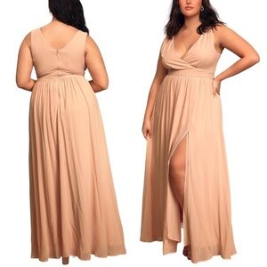 LULU'S Thoughts of Hue Blush Surplice Maxi Dress